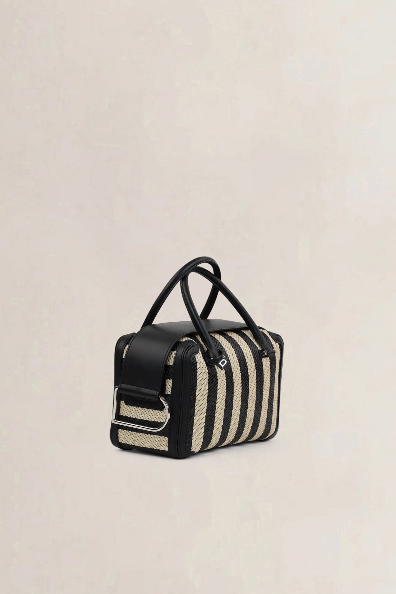Delvaux Two-Tone Leather-Trimmed Stripe Raffia Coolbox MM Crossbody Bag