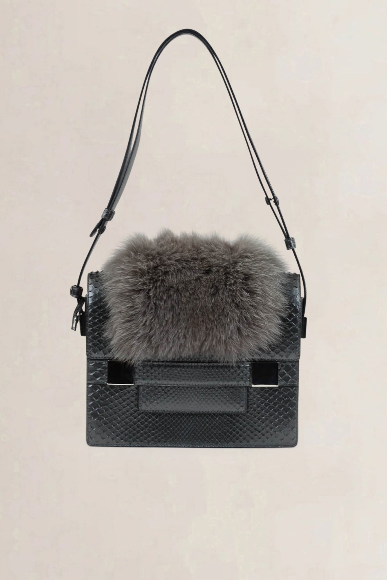 Delvaux Madame Python/Fox Crossbody Bag