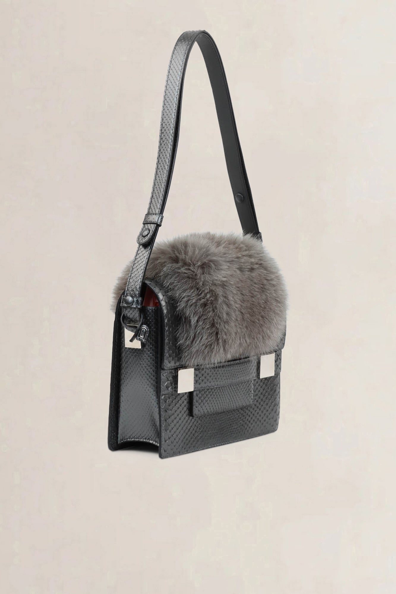 Delvaux Madame Python/Fox Crossbody Bag