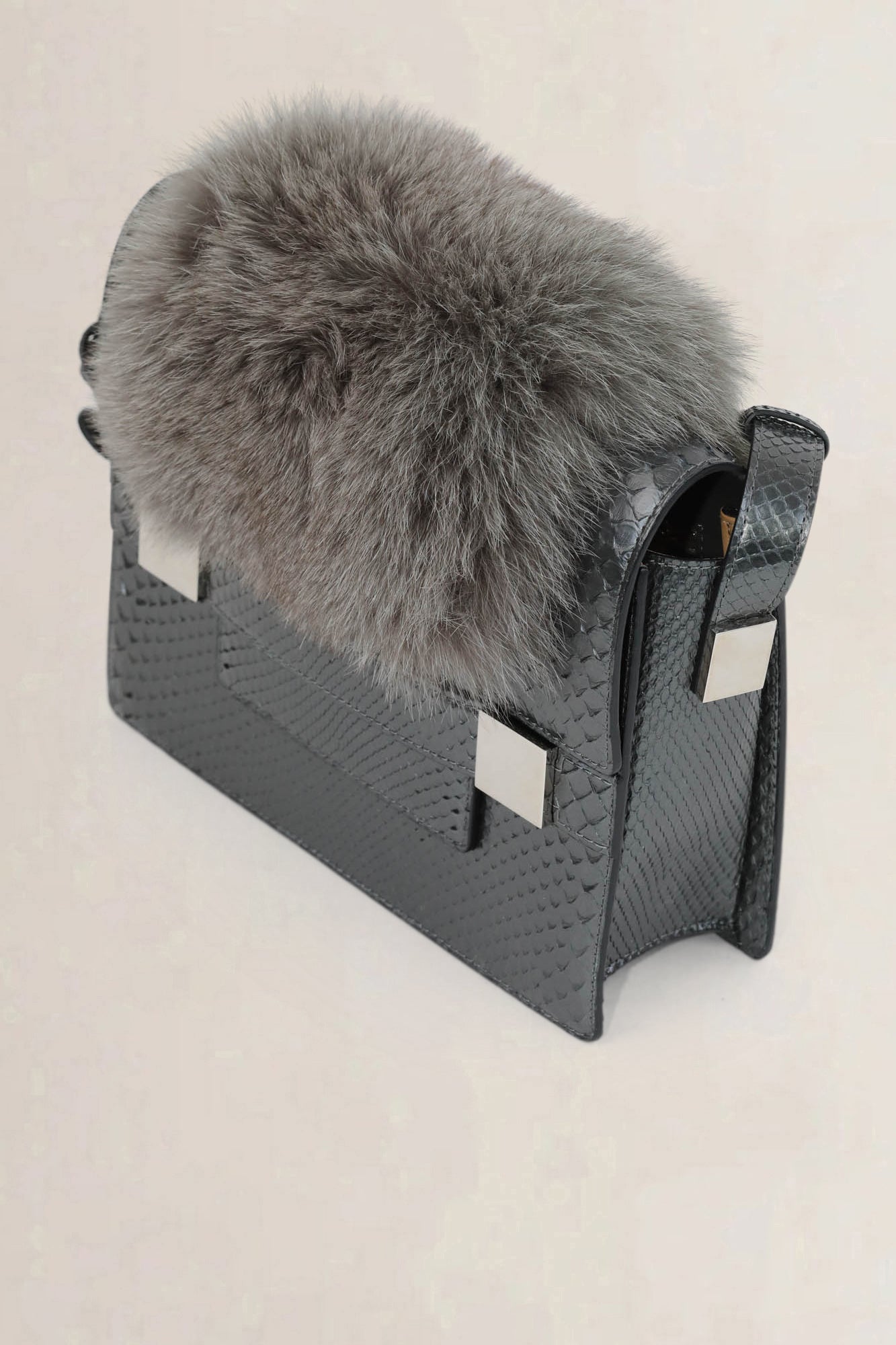 Delvaux Madame Python/Fox Crossbody Bag