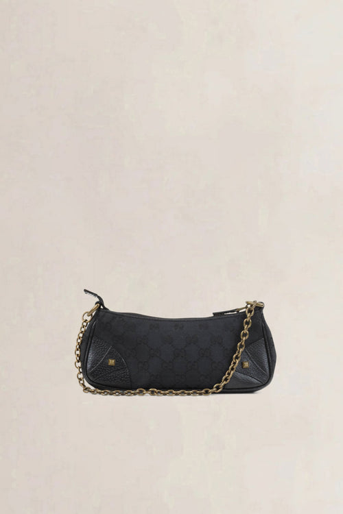 Gucci Black GG Canvas Nailhead Shoulder Bag