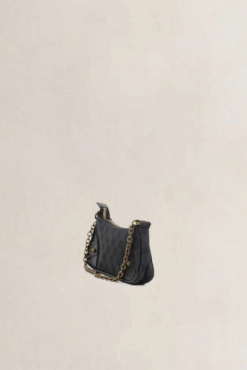 Gucci Black GG Canvas Nailhead Shoulder Bag