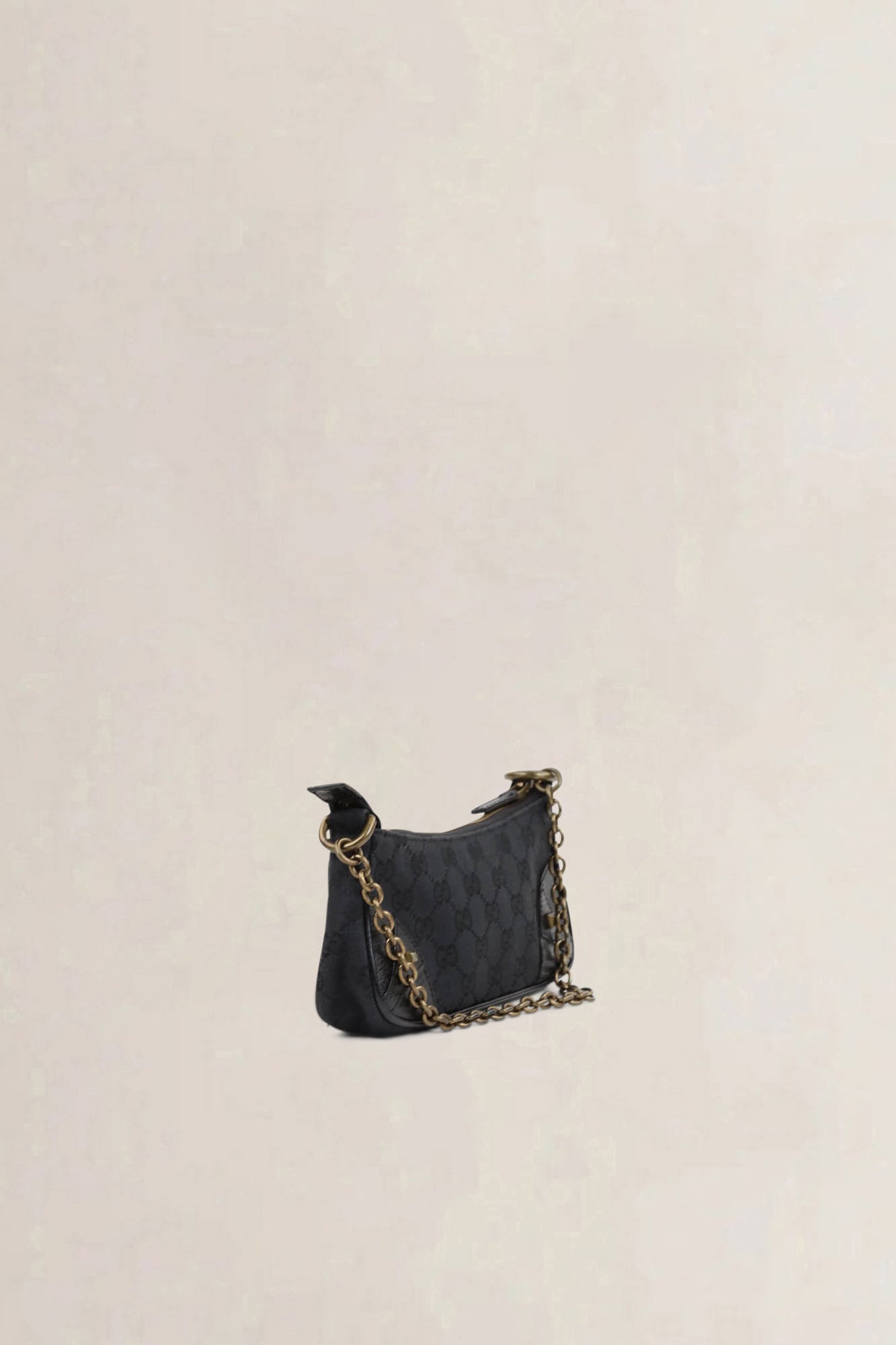 Gucci Black GG Canvas Nailhead Shoulder Bag