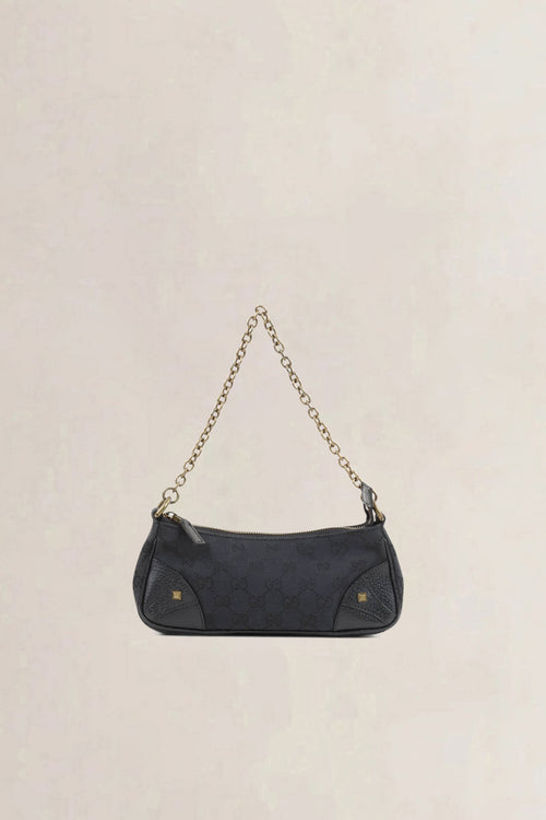 Gucci Black GG Canvas Nailhead Shoulder Bag