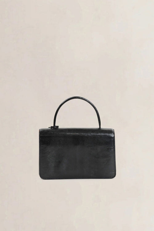 Delvaux Black Vintage Lézard Top Handle Bag