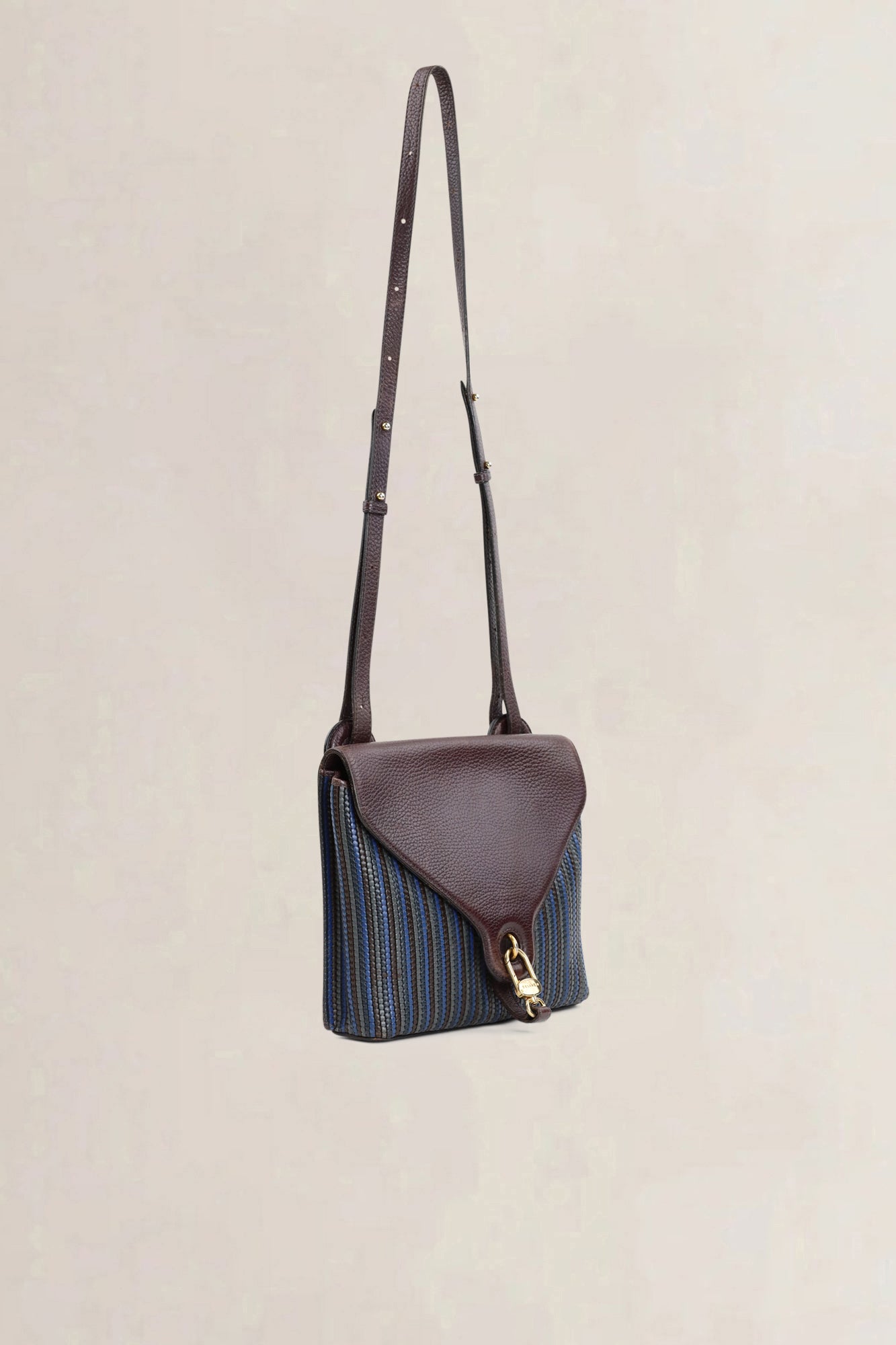 Delvaux Brown/Blue Toile De Cuir Crossbody Bag