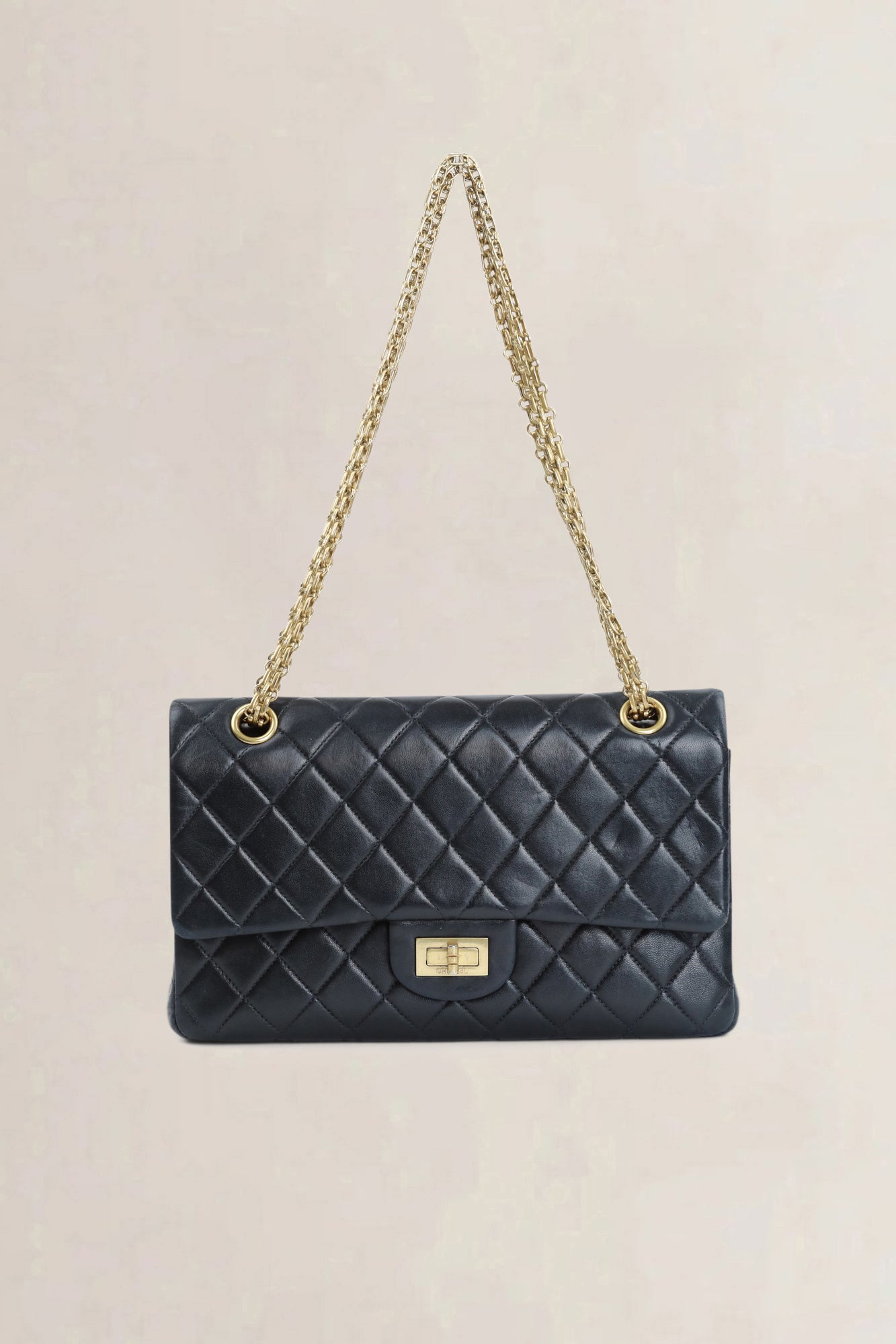 Chanel Black 2.55 Medium Lambskin Classic Flap Bag