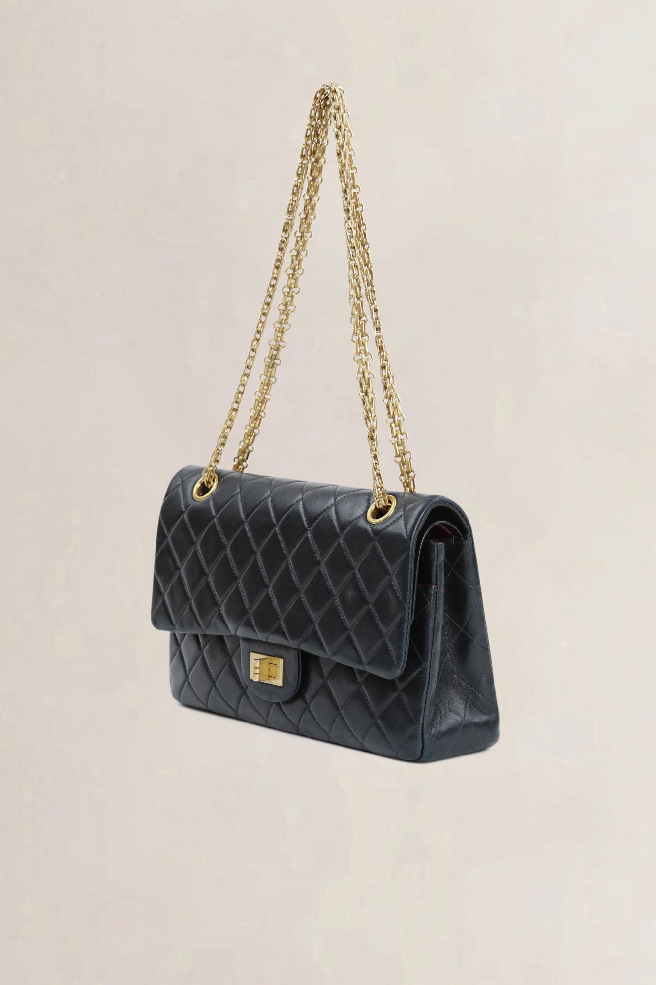 Chanel Black 2.55 Medium Lambskin Classic Flap Bag