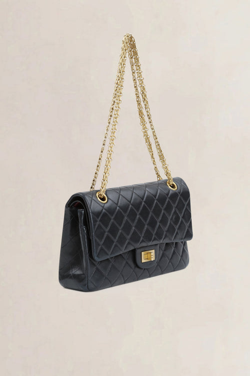 Chanel Black 2.55 Medium Lambskin Classic Flap Bag