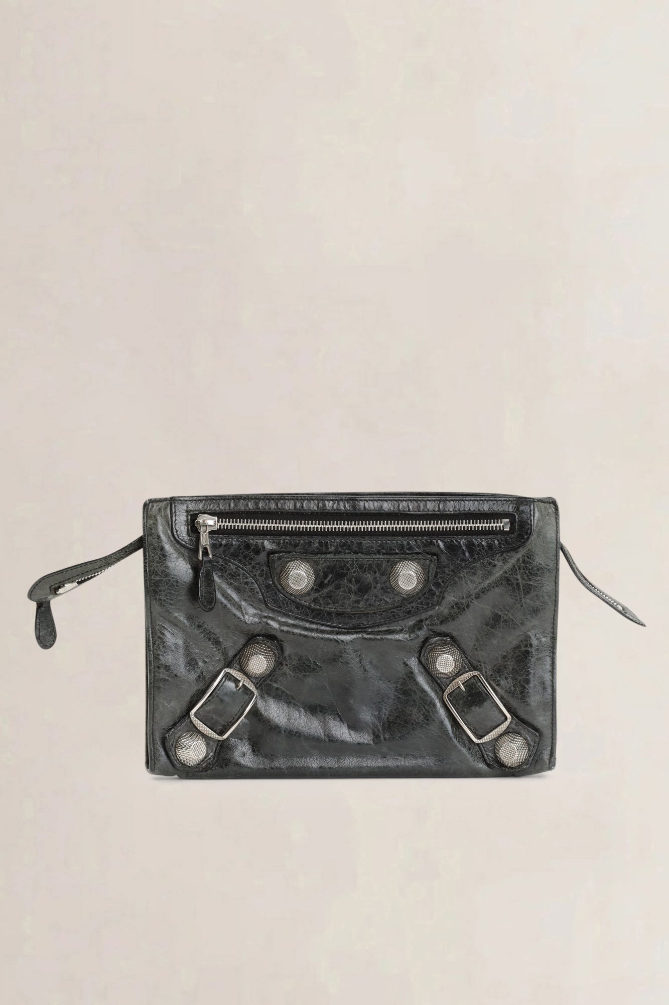 Balenciaga Black Motocross Classic Flat Clutch