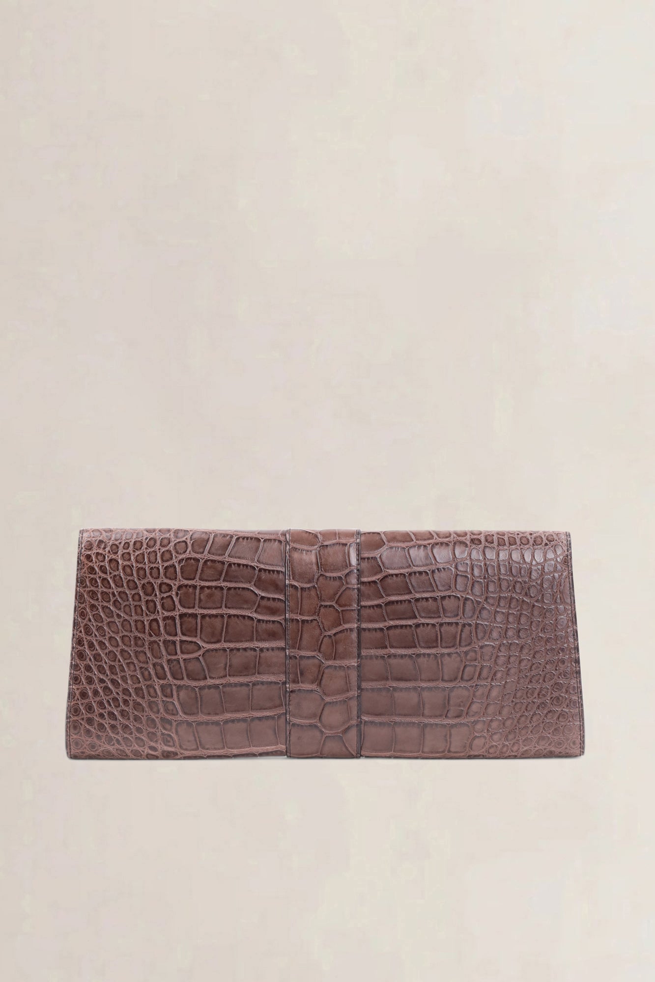 Delvaux Brown Brillant Alligator Ténéré  Clutch