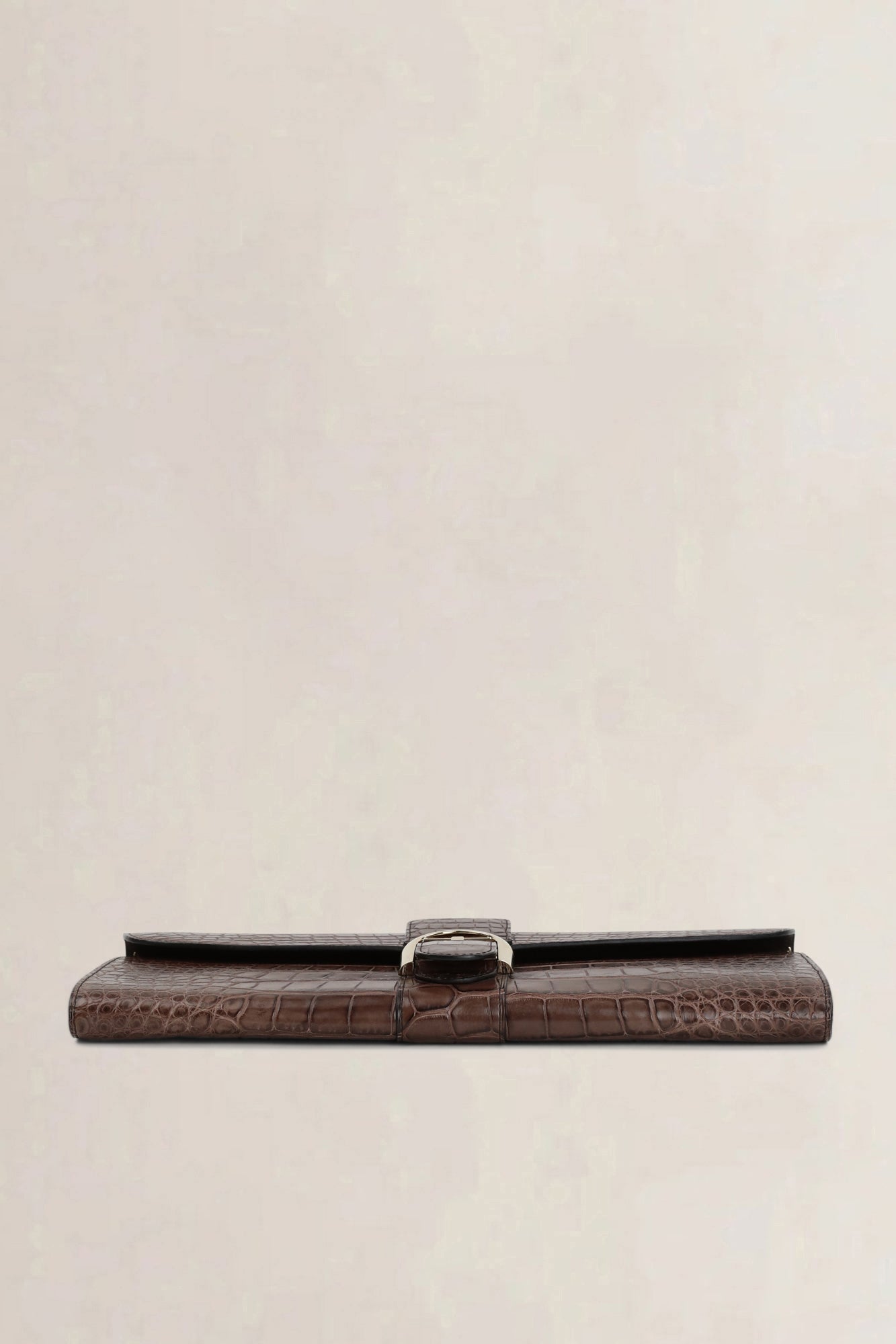 Delvaux Brown Brillant Alligator Ténéré  Clutch