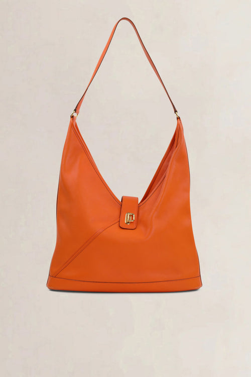 Hermès Orange Lock Hobo Gulliver Shoulder Bag