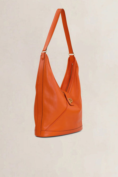 Hermès Orange Lock Hobo Gulliver Shoulder Bag