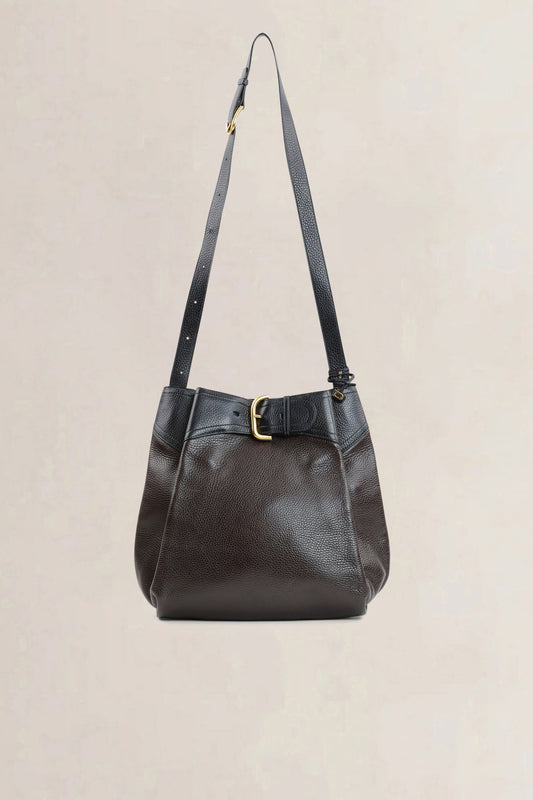 Delvaux Black/Brown Leather Nomade Crossbody Bag