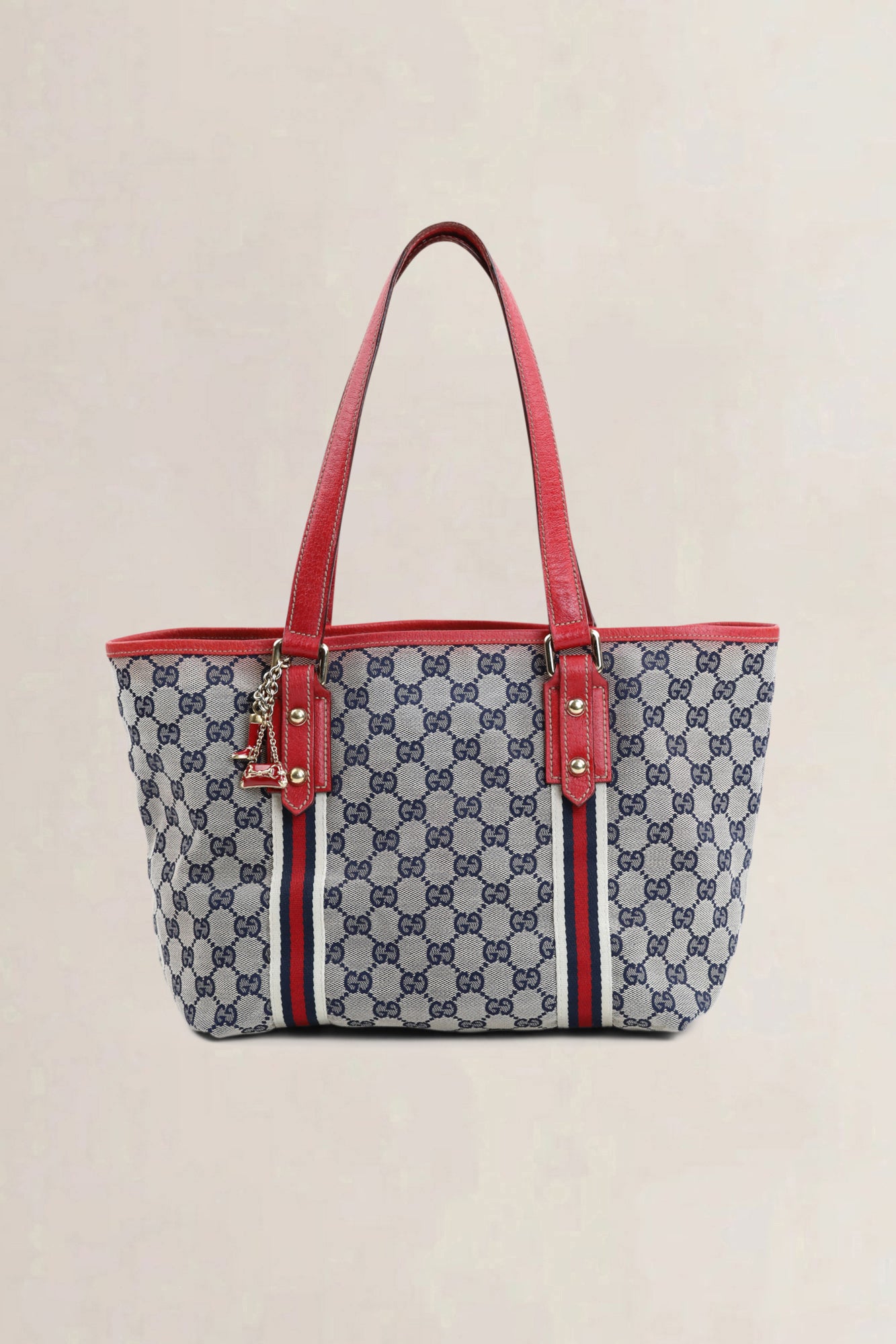 Gucci Red Monogram Jolicoeur Shopping Shoulder Bag