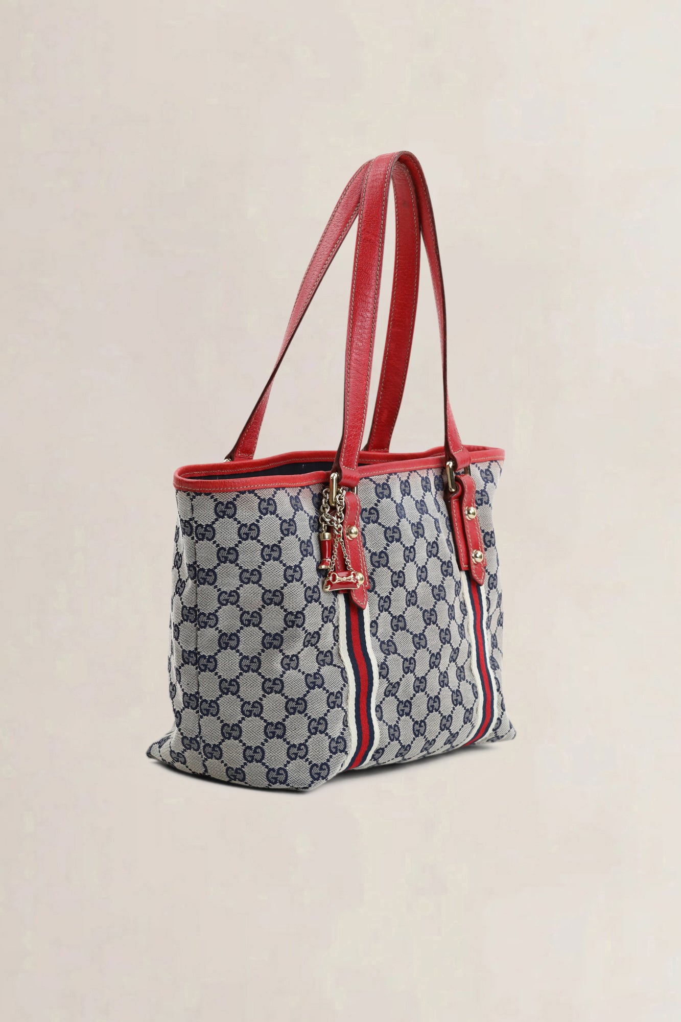 Gucci Red Monogram Jolicoeur Shopping Shoulder Bag