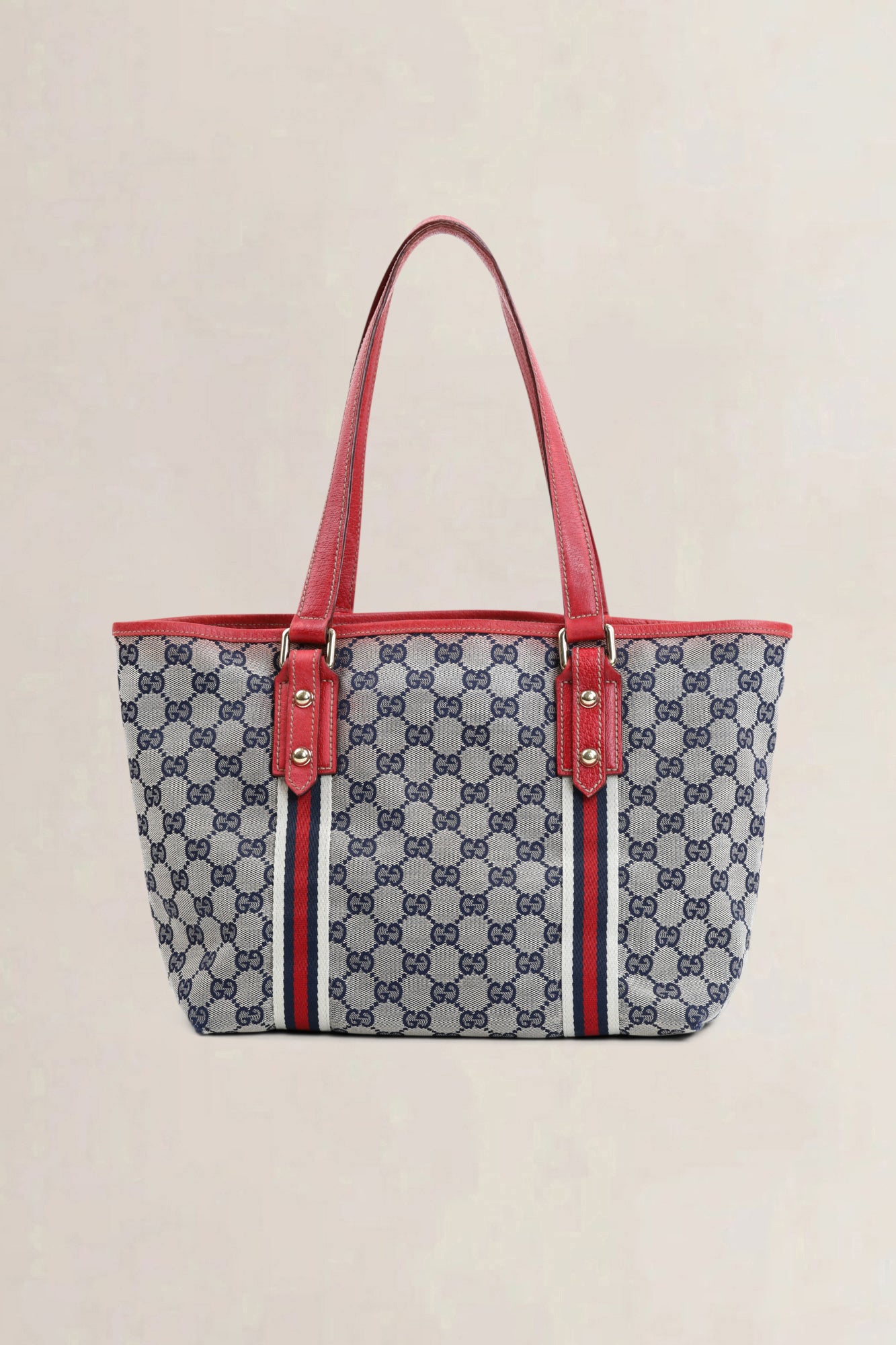 Gucci Red Monogram Jolicoeur Shopping Shoulder Bag