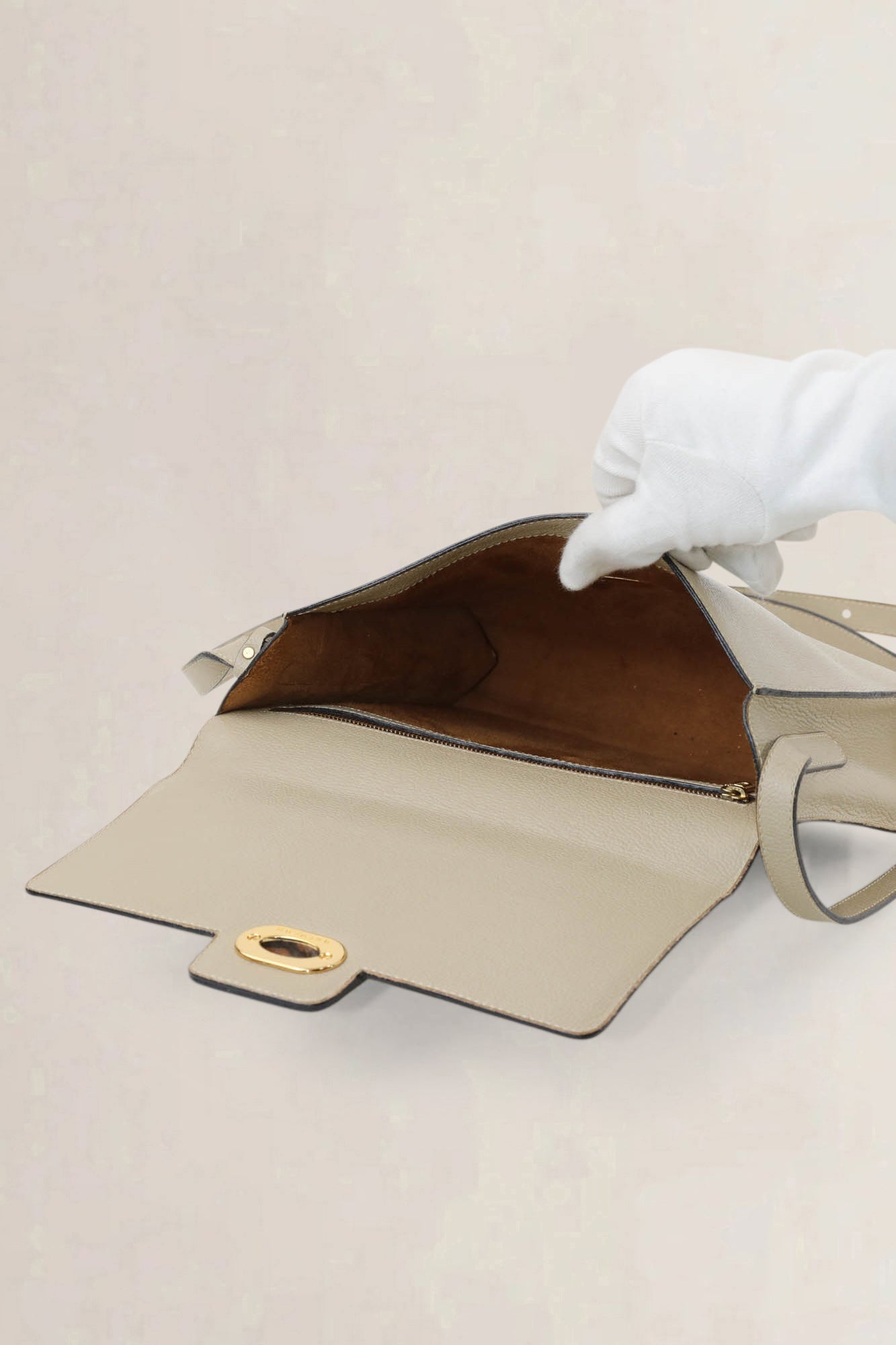 Delvaux Creme Turnlock Crossbody Bag