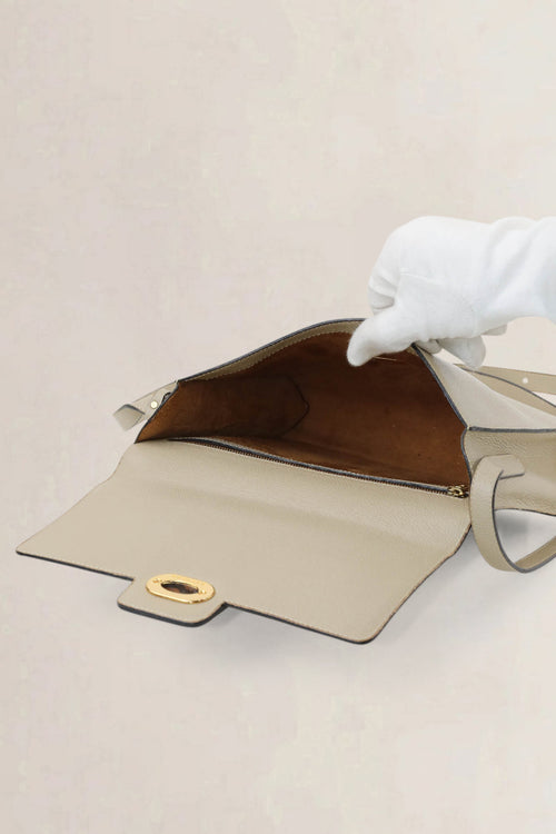 Delvaux Creme Turnlock Crossbody Bag