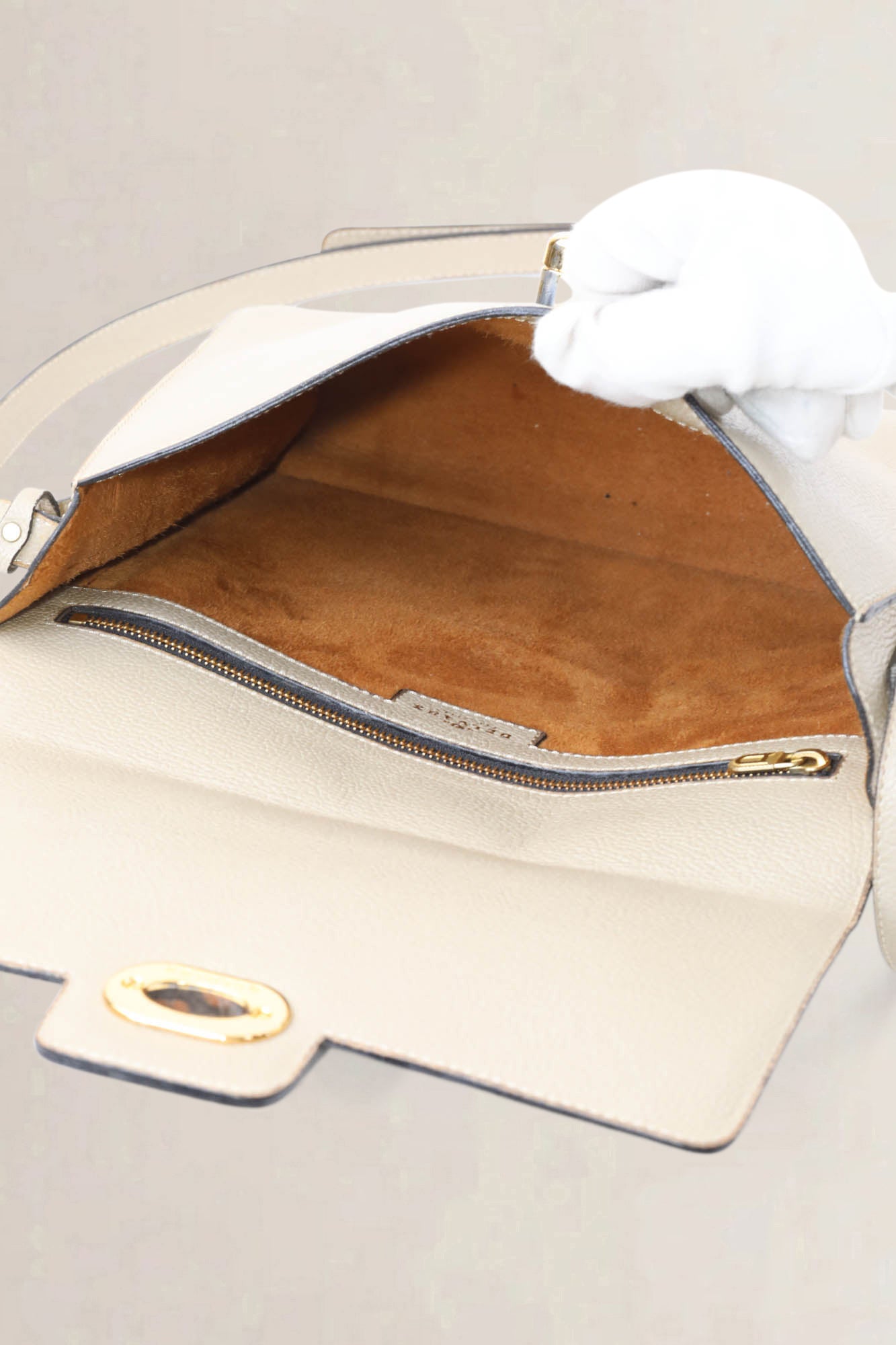 Delvaux Creme Turnlock Crossbody Bag