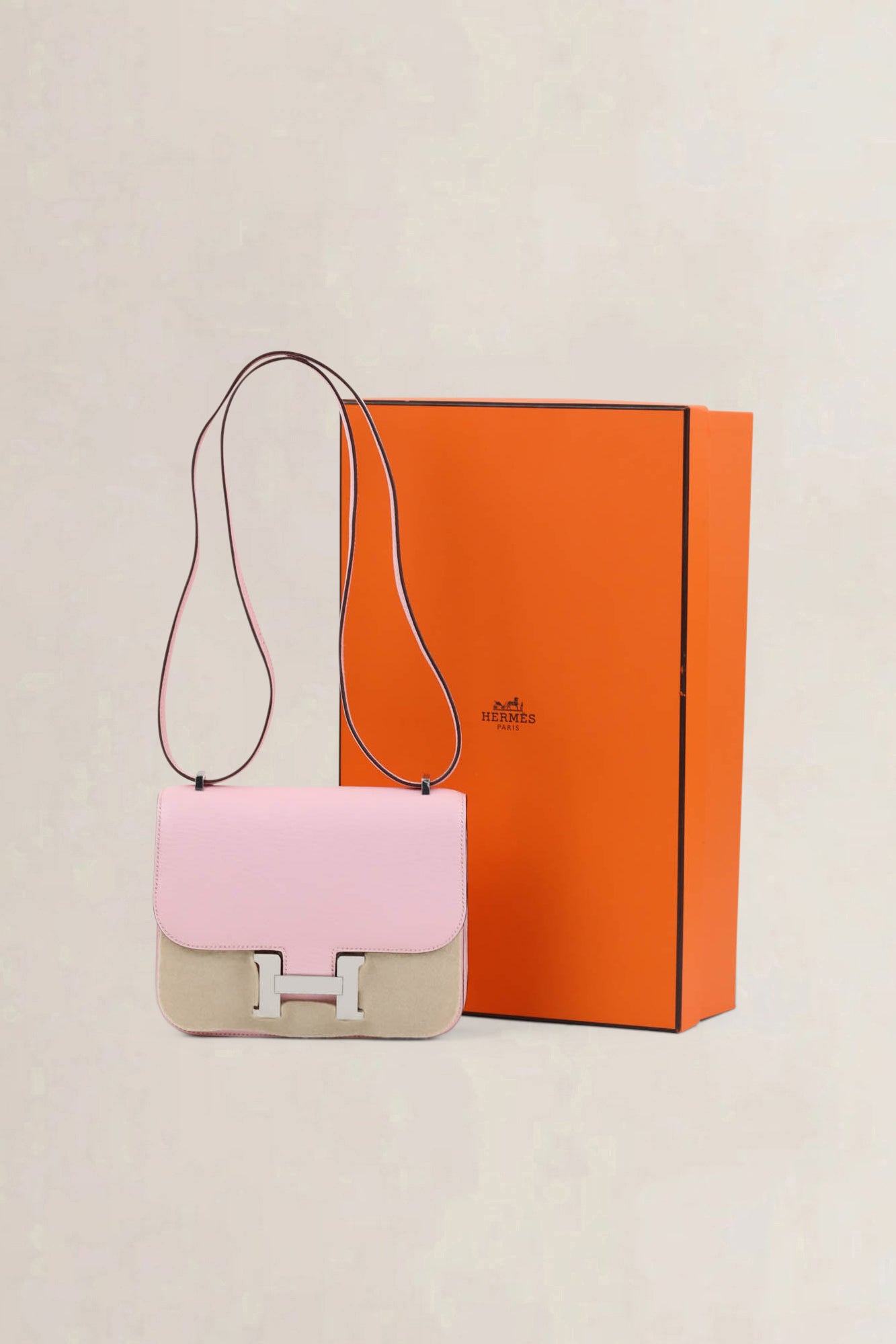 Hermès Constance Mini Chèvre Rose Sakura Crossbody Bag