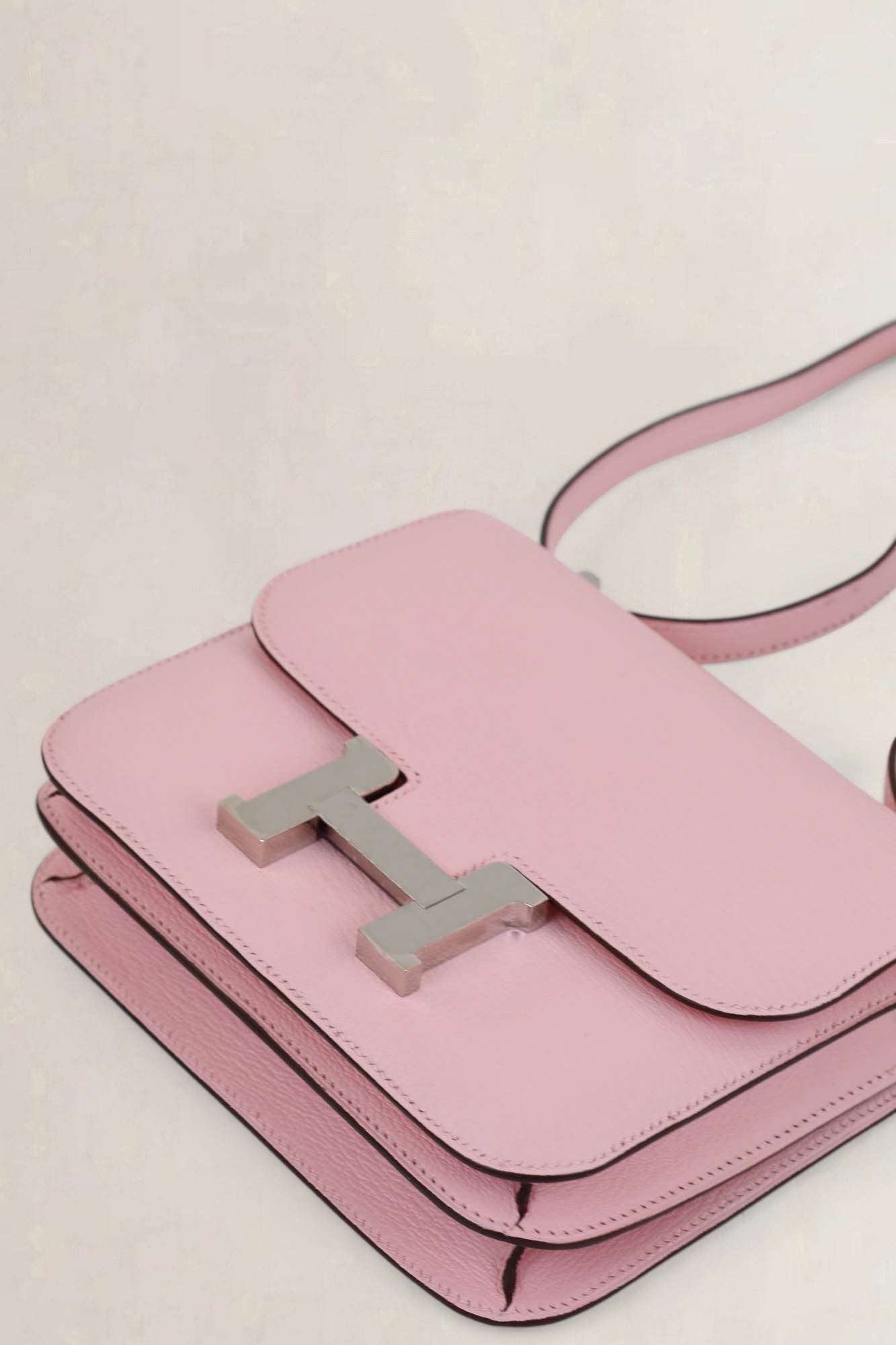 Hermès Constance Mini Chèvre Rose Sakura Crossbody Bag