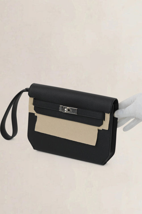 Hermès Black Kelly Dépêches 25 Pouch