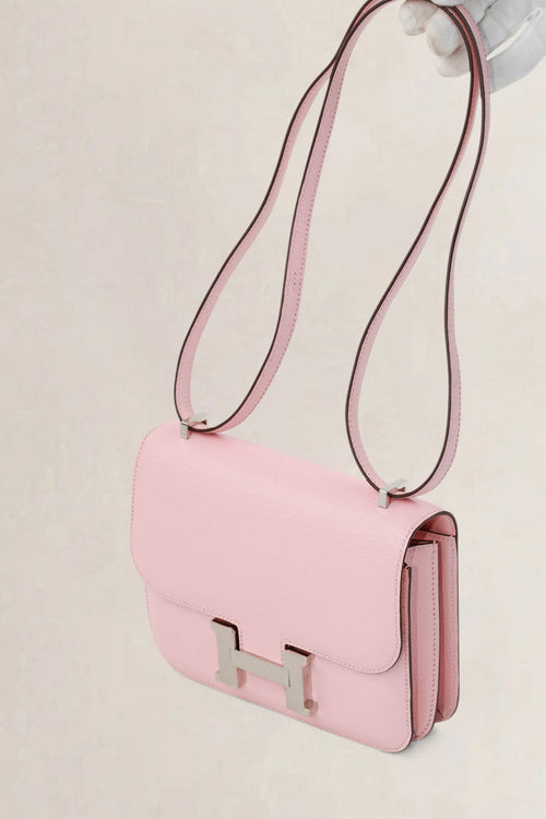 Hermès Constance Mini Chèvre Rose Sakura Crossbody Bag