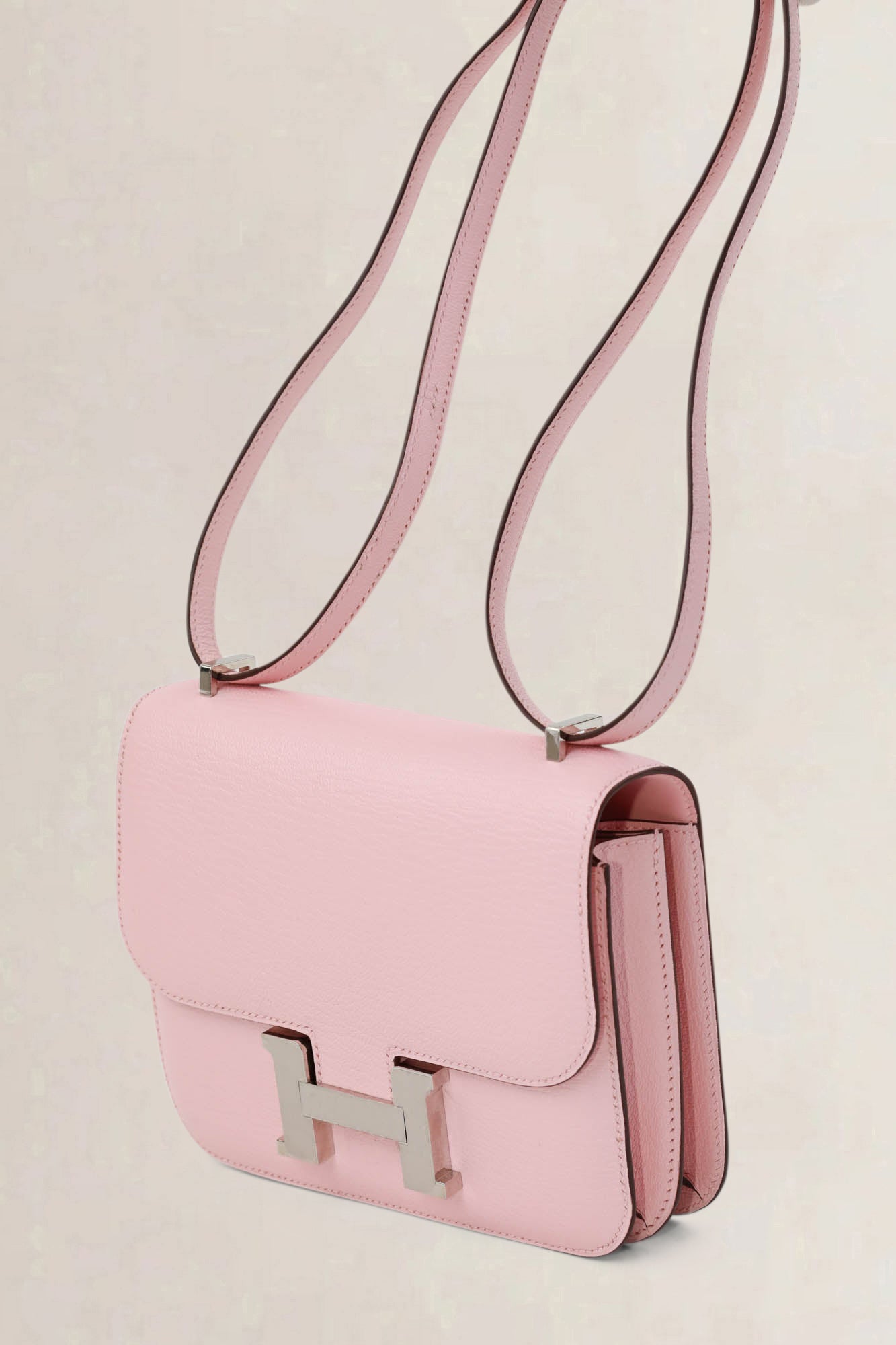 Hermès Constance Mini Chèvre Rose Sakura Crossbody Bag