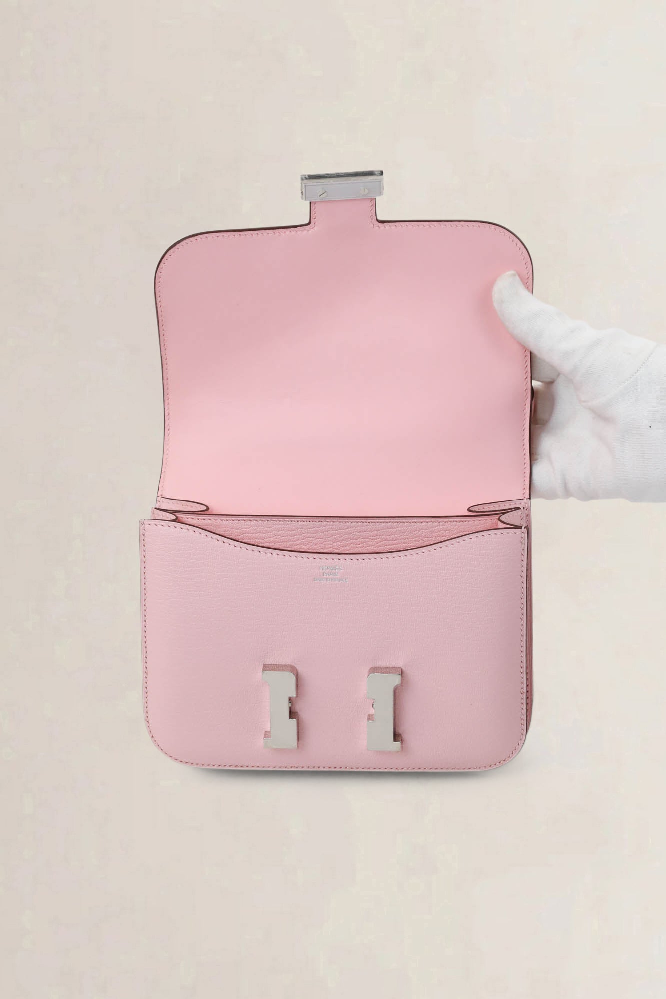 Hermès Constance Mini Chèvre Rose Sakura Crossbody Bag