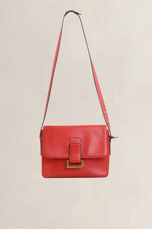 Delvaux Red Leather Poirier Crossbody Bag