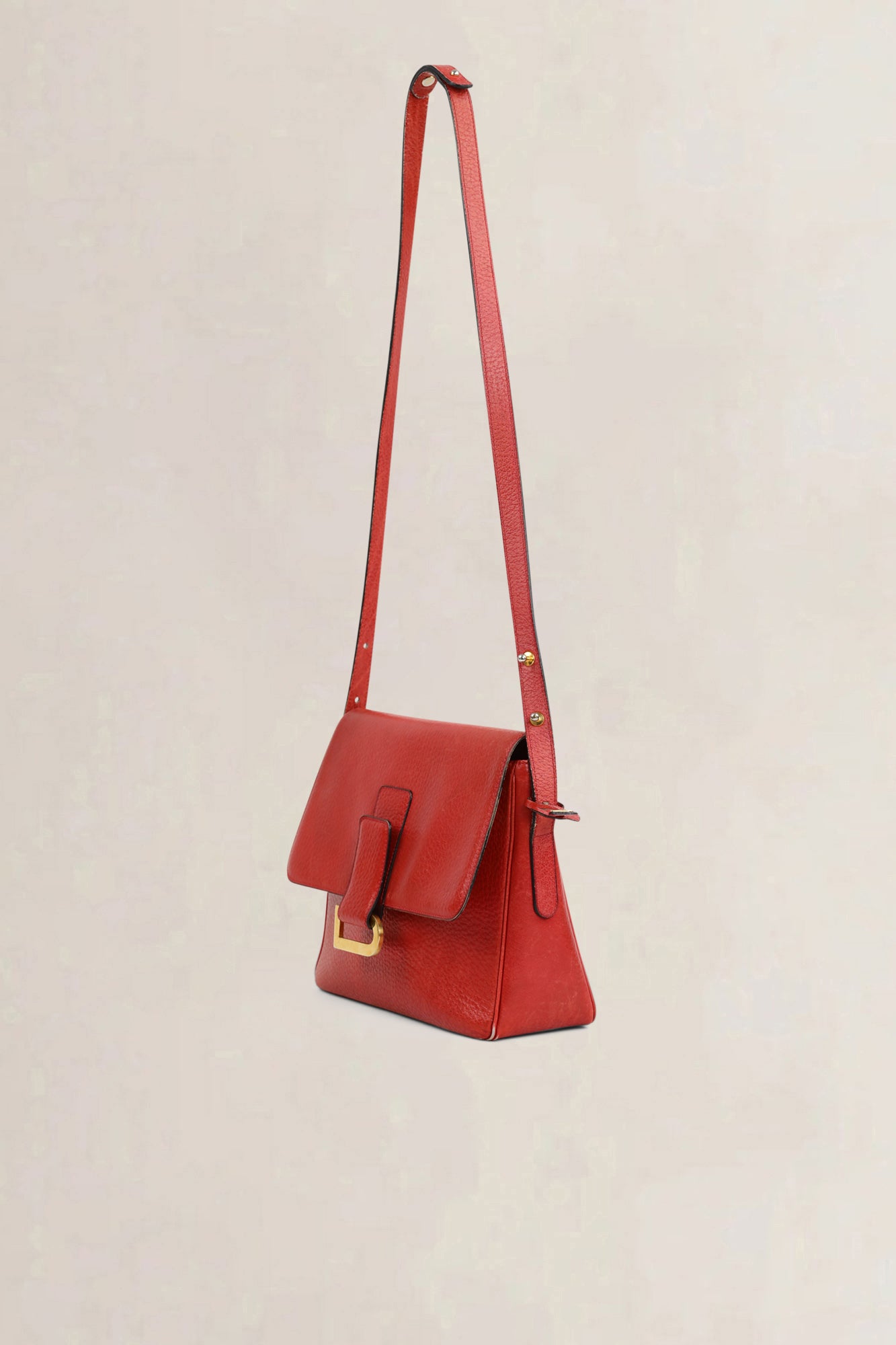 Delvaux Red Leather Poirier Crossbody Bag