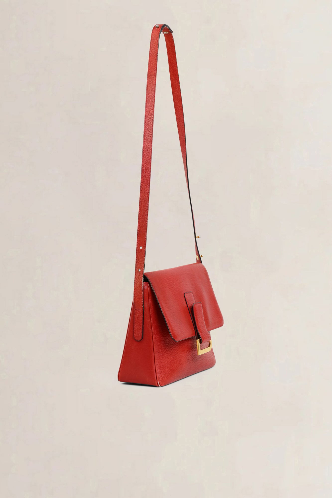 Delvaux Red Leather Poirier Crossbody Bag