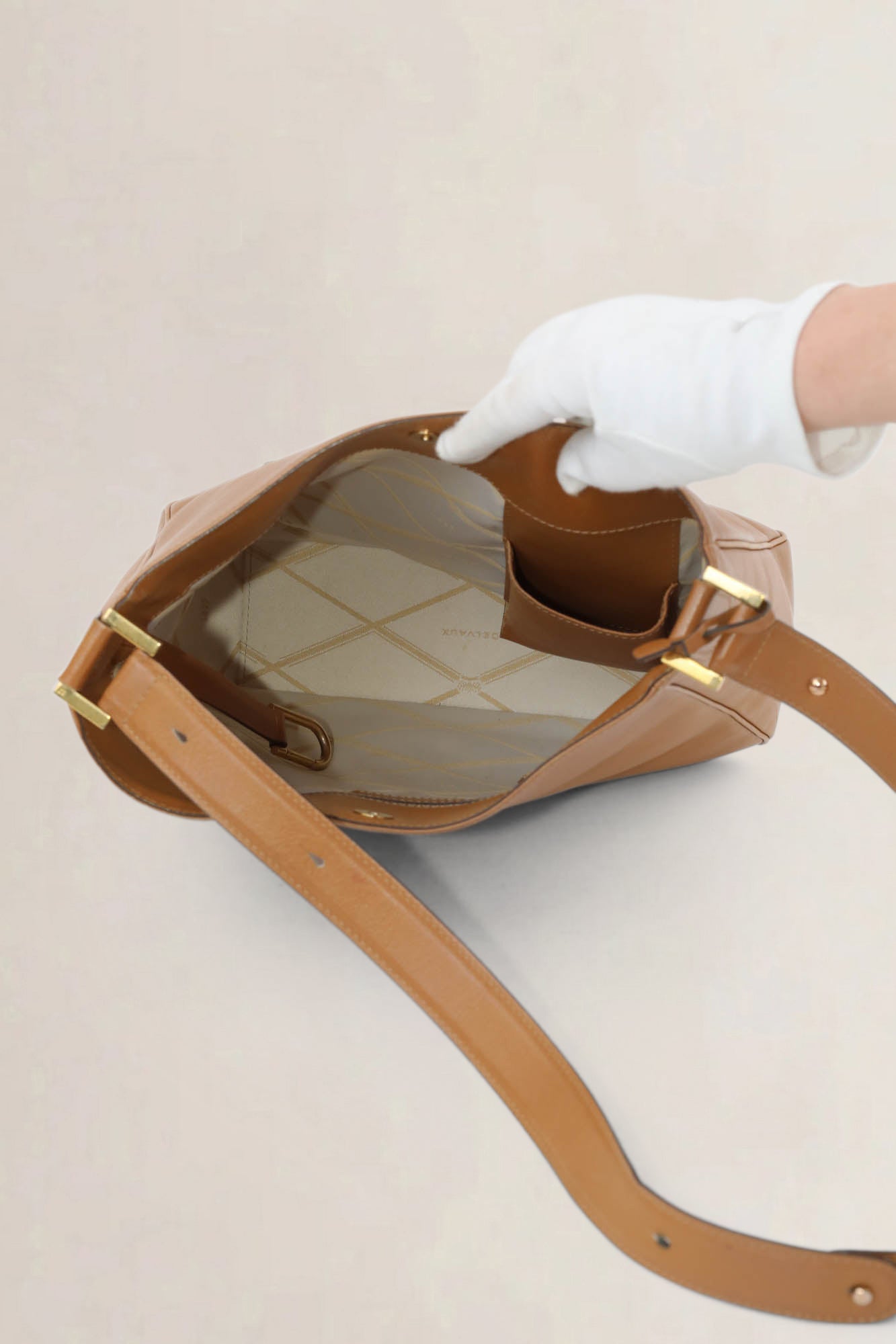 Delvaux Camel Hobo Allure Louise Shoulder Bag