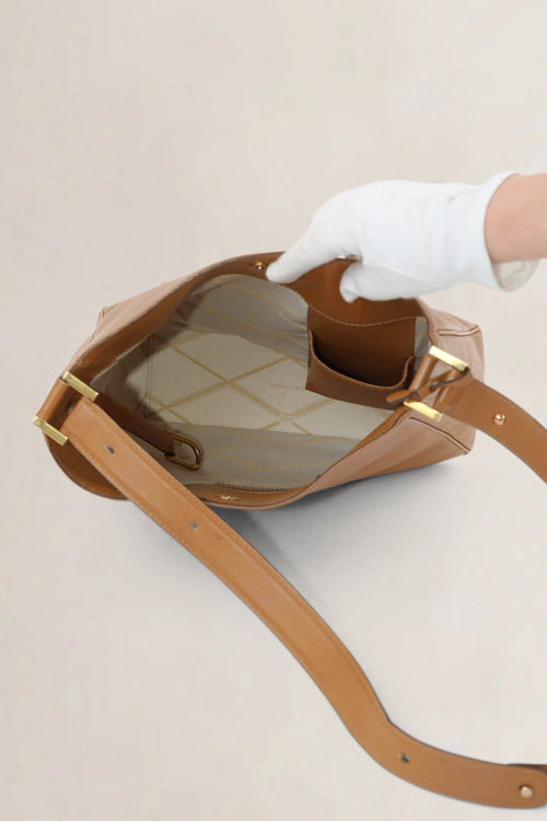 Delvaux Camel Hobo Allure Louise Shoulder Bag