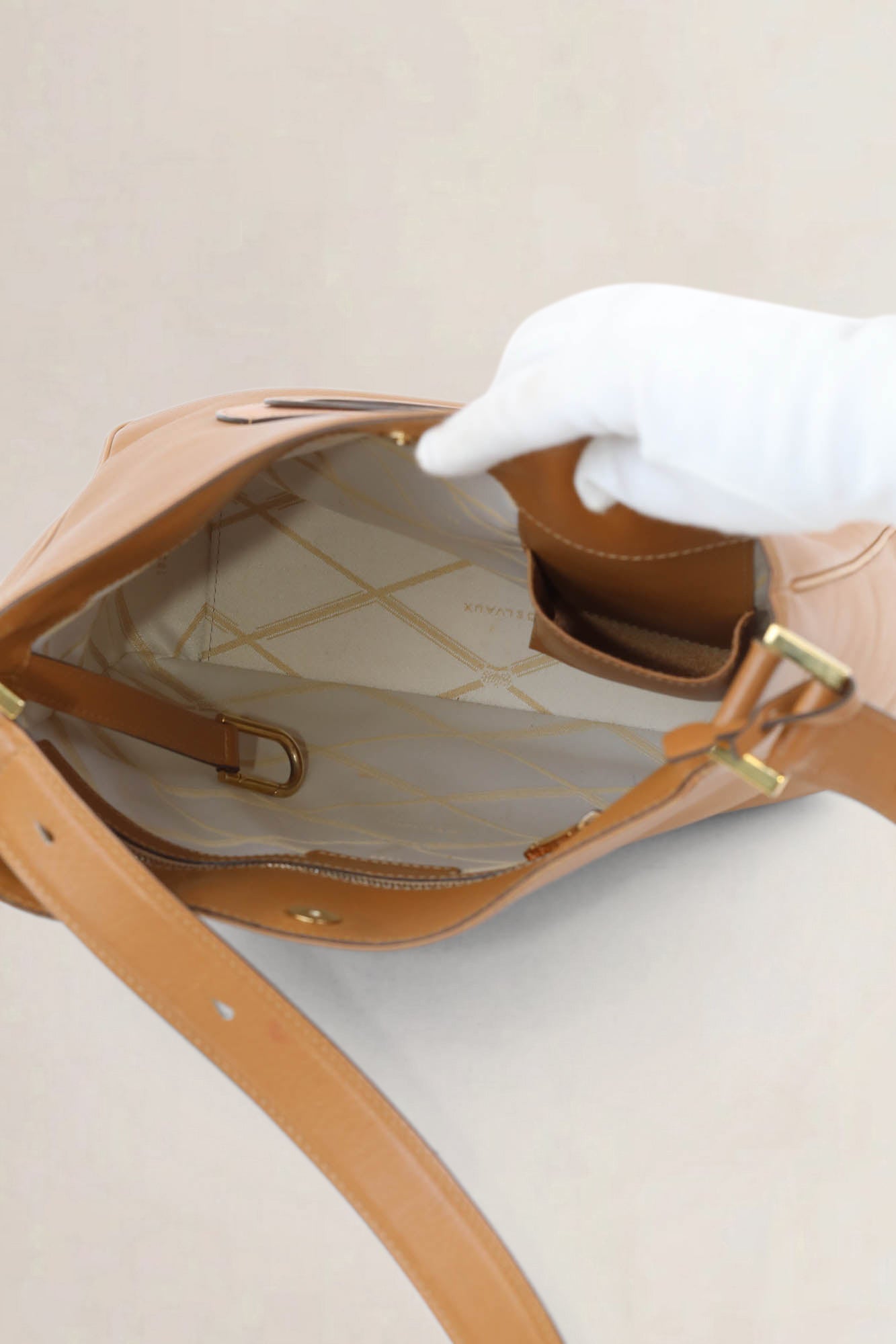 Delvaux Camel Hobo Allure Louise Shoulder Bag