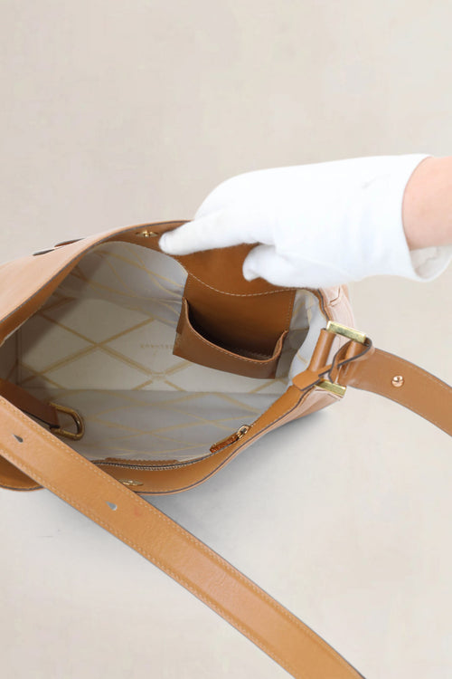 Delvaux Camel Hobo Allure Louise Shoulder Bag