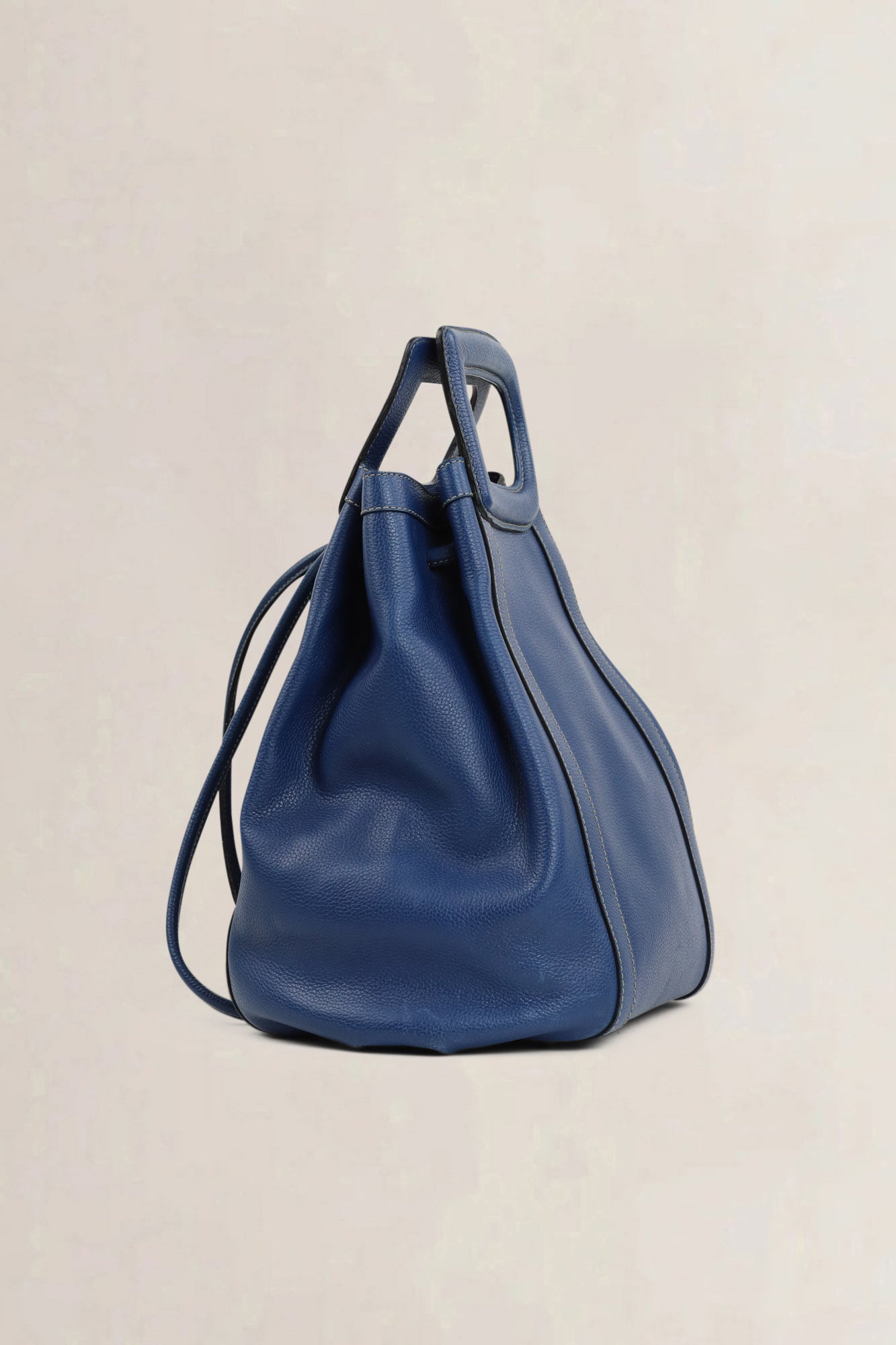 Delvaux Blue Leather Punch Shoulder Bag