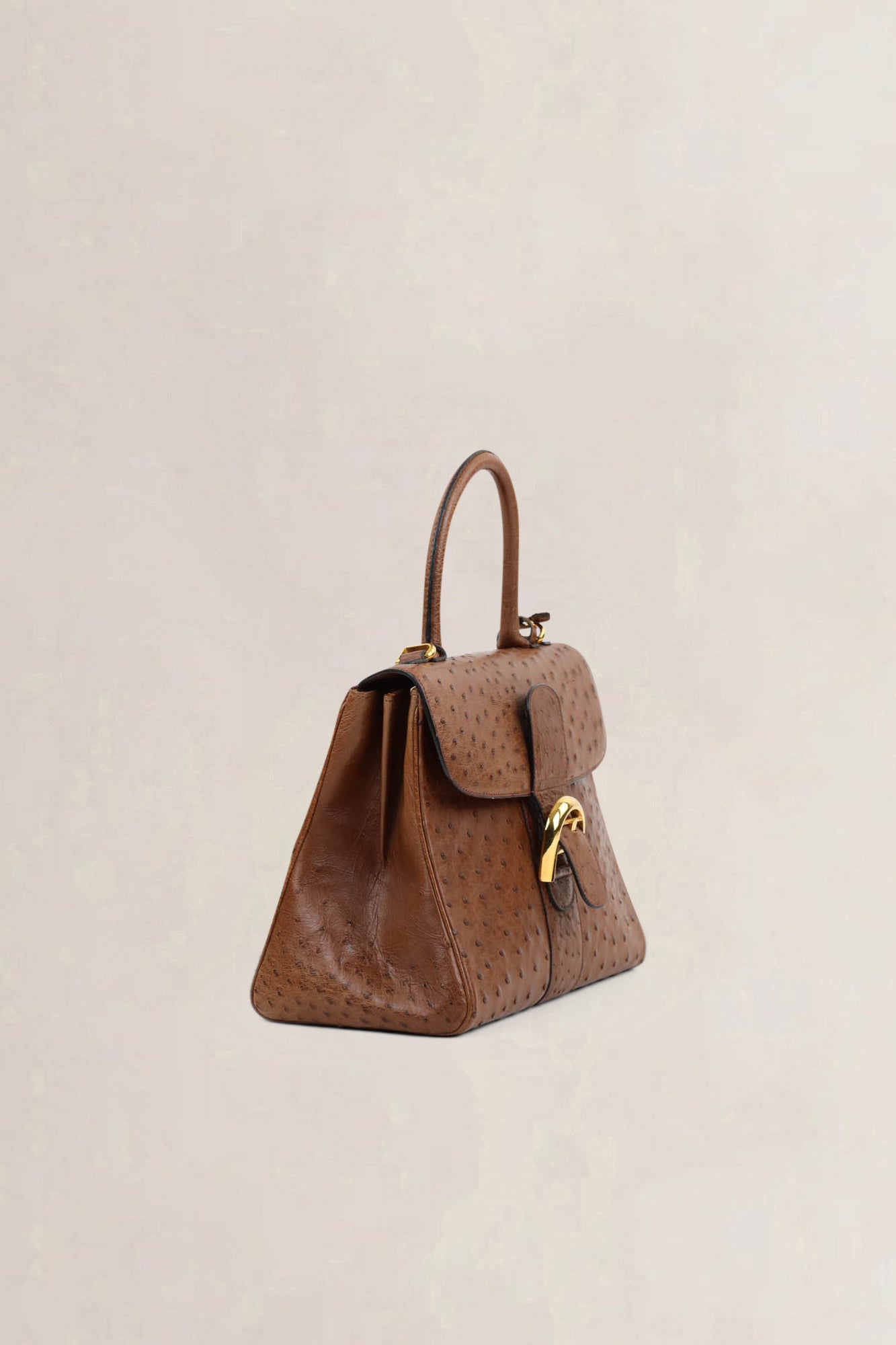 Delvaux Brillant Cognac MM Ostrich Crossbody Bag