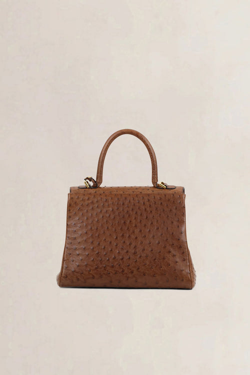 Delvaux Brillant Cognac MM Ostrich Crossbody Bag