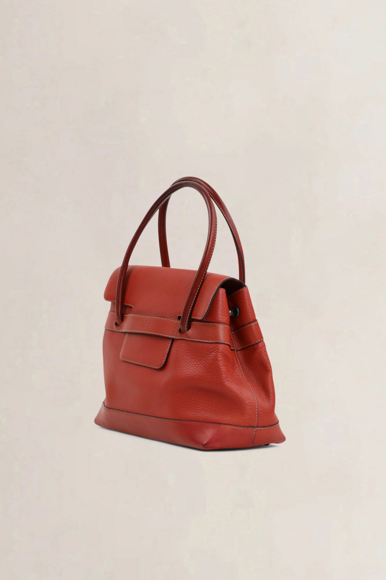 Deux de Delvaux Red Top Handle Bag