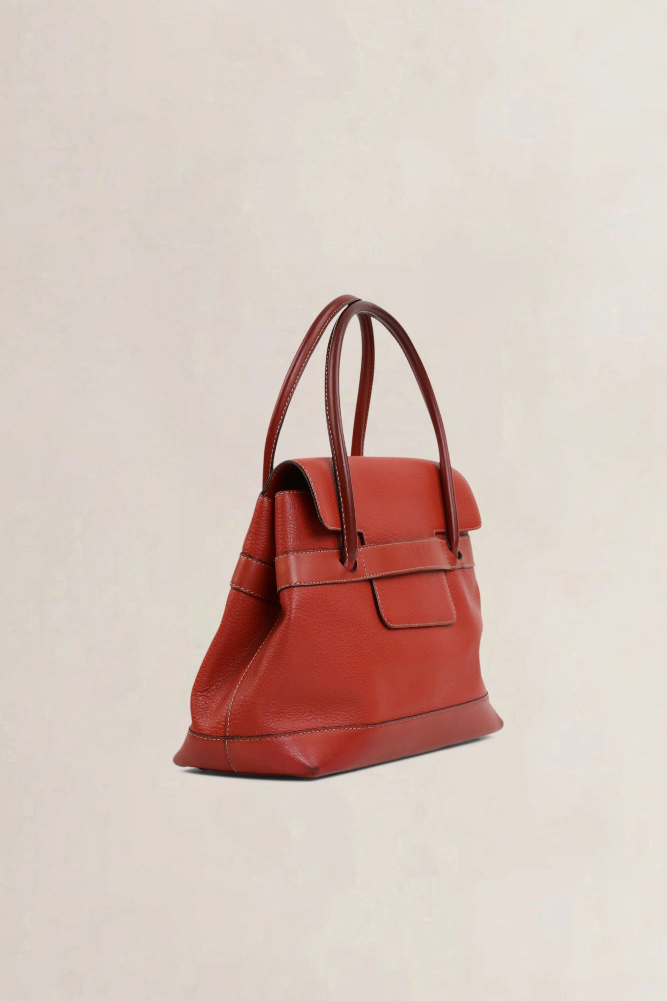 Deux de Delvaux Red Top Handle Bag