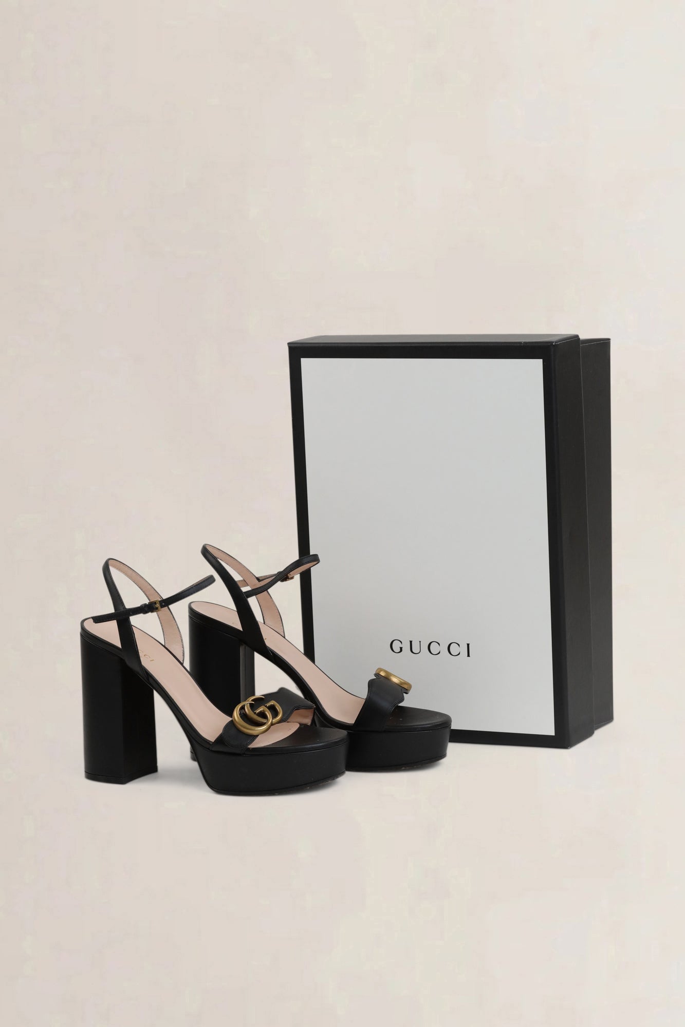 Gucci Black Marmont Platform Sandals