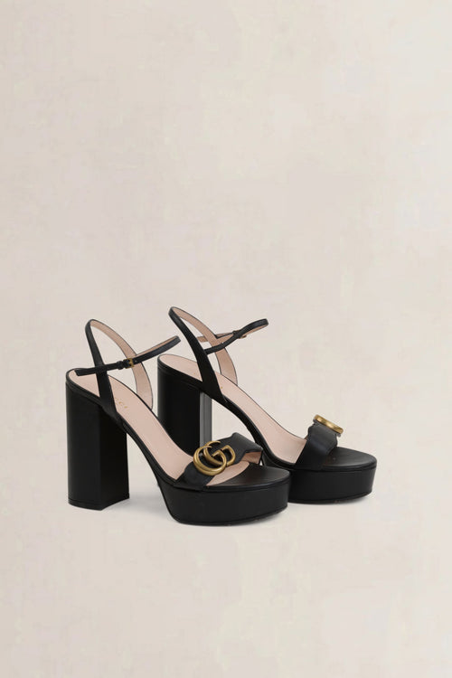 Gucci Black Marmont Platform Sandals