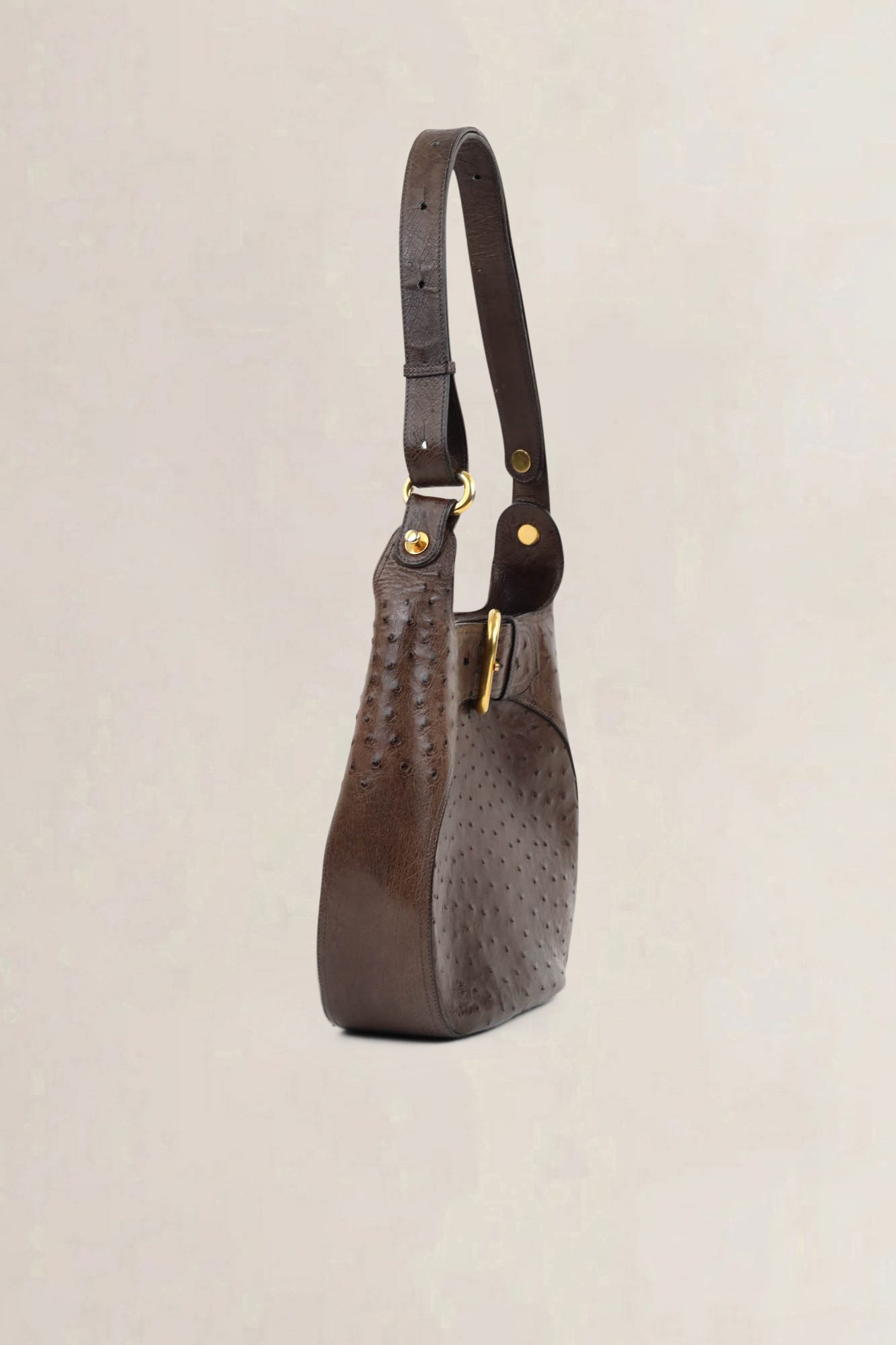 Delvaux Brown Souverain Ostrich Crossbody Bag