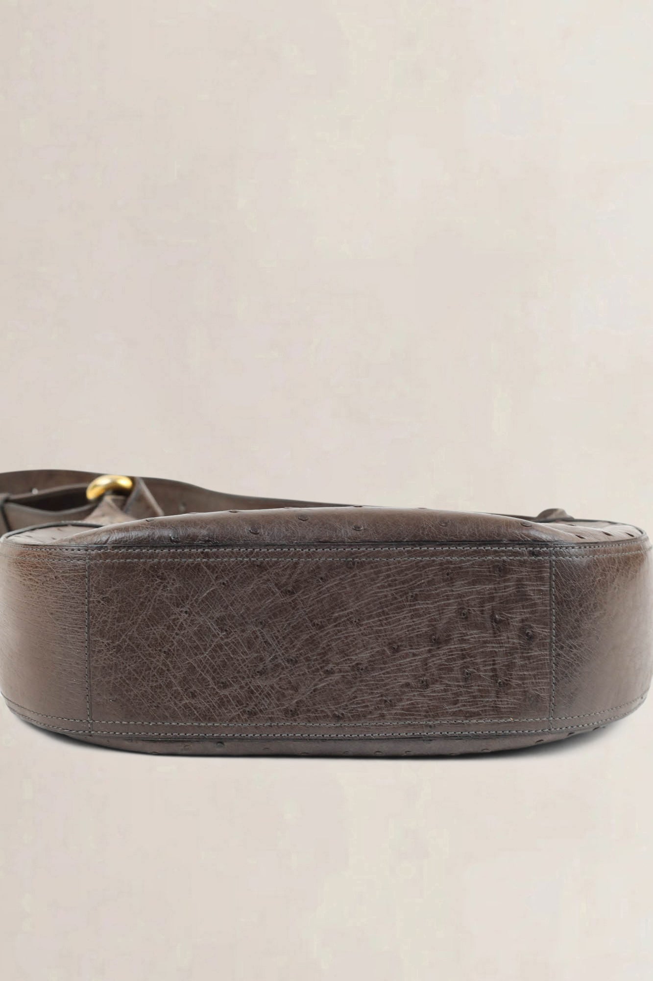 Delvaux Brown Souverain Ostrich Crossbody Bag