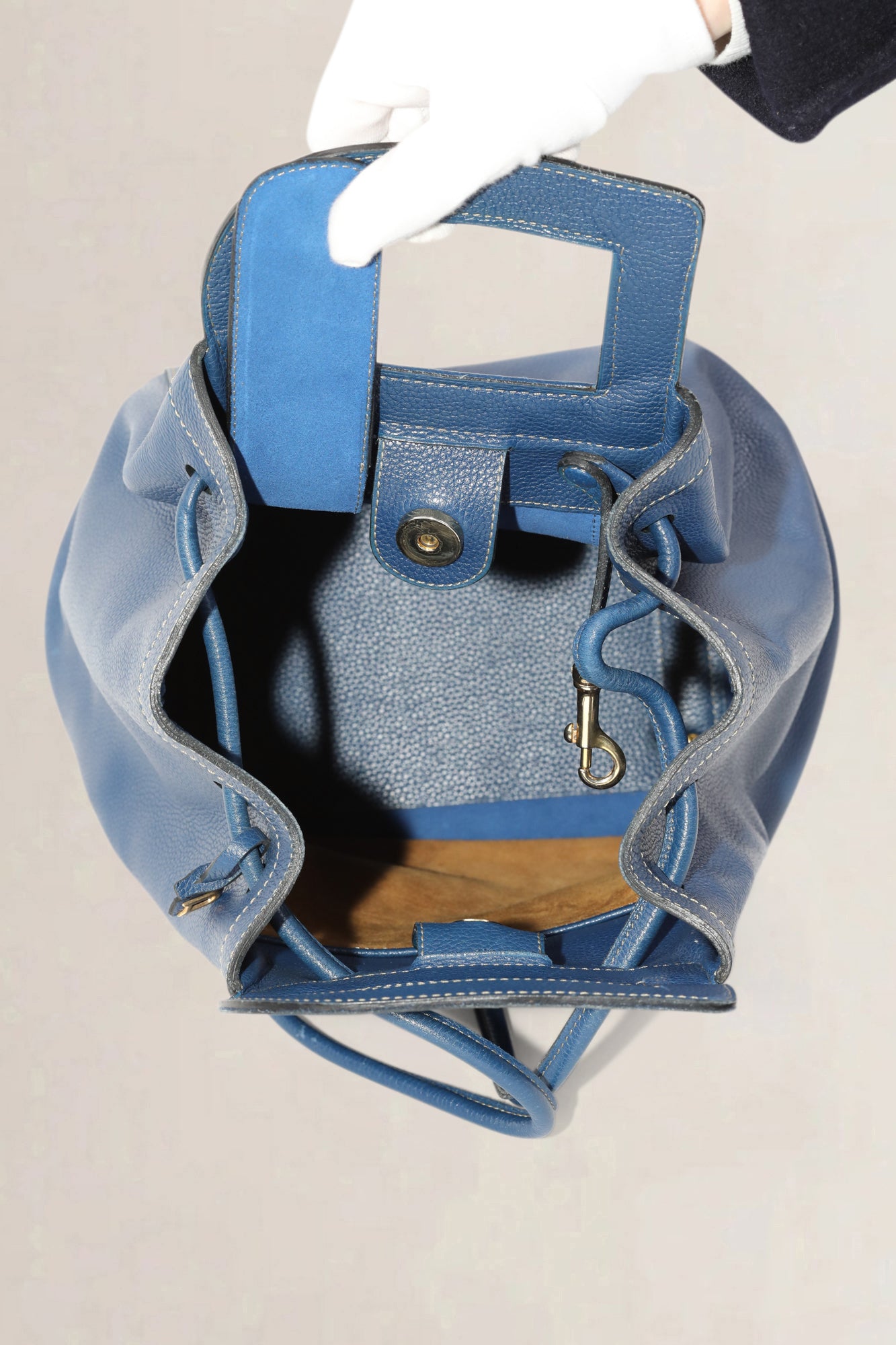 Delvaux Blue Leather Punch Shoulder Bag