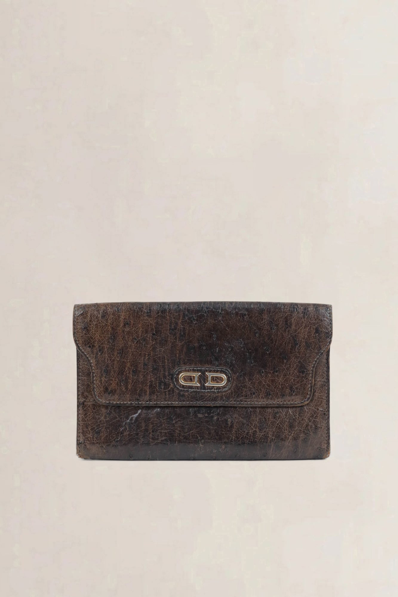 Delvaux Brown Ostrich Long Wallet