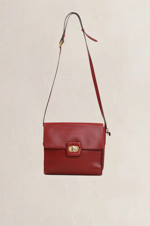 Delvaux Red Turnlock Crossbody Bag